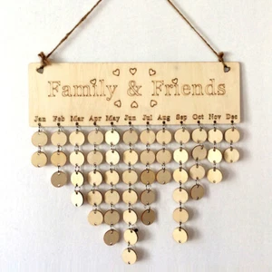 Geburtstagskalender Dauerkalender Holz Herz Wandkalender für Familie Geschenk - Bild 1 von 4