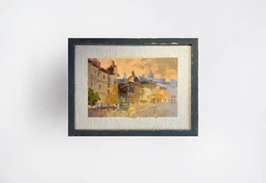 Oil painting City Ukrainian painter Paper Framed original Home Decor cityscape - Picture 1 of 9