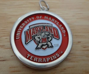 Sterling Silver 26mm Enamel University of Maryland Terrapins Double side Charm - Picture 1 of 2