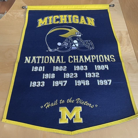 Michigan Wolverines Football National Champions History Wool Embroidered Banner Cover