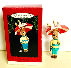 Markenzeichen Wahrzeichen ""Rentier Pro"" Golfer Urlaub Weihnachtsbaum Ornament - Bild 1 von 3