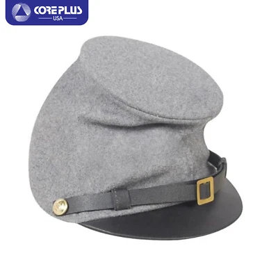 "Men's US Civil War Forage Wool Kepi - Authentic Military Hat, Adjustable Strap" - Image 1 of 4