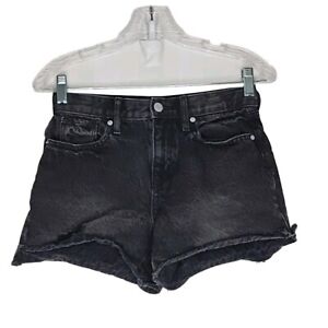 Old Navy Denim Jean Shorts Size 14 Medium Wash Black Adjustable Waist