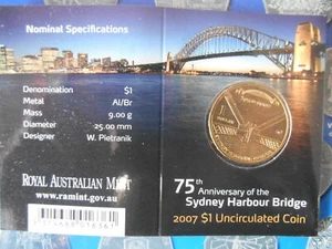 2007 75th Anniversary of the SYDNEY HARBOUR BRIDGE $1 " B Brisbane " Mint Mark - Picture 1 of 1