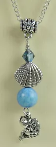 handcrafted Howlite & Crystal Shell & Fish Charm Chain Necklace - Picture 1 of 2