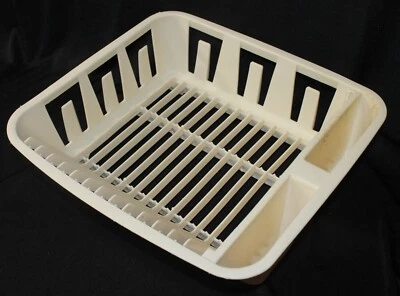 Estante de secado por goteo de platos de plástico Rubbermaid vintage ALMENDRA 13" X 14" 1 PEQUEÑA GRIETA Foto 1 de 4