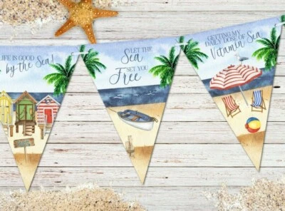 CUSH-N-CRAFT Nautical Beach, Seaside Summer Card Bunting/Banner