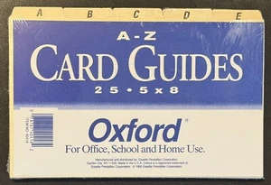 Oxford * A-Z Manila 5"x8" Index Card Guide Set de 25 * 078787404182 * TOTALMENTE NUEVO - Imagen 1 de 2