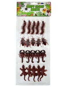 Creepy Crawly Pk 4 Fake Bugs & Insects Prank Novelty Life Like Plastic Toy Trick - Picture 1 of 1