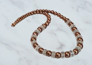 Collar de mujer hecho a mano cristal de montaña y cuentas de núcleo de concha bronce con estuche para joyas - Imagen 1 de 5