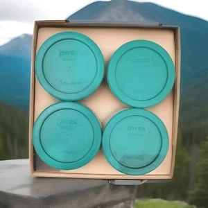 Pyrex 7202-PC 1 taza. 4 tapas redondas de plástico verde de repuesto 4 piezas nuevas - Imagen 1 de 1