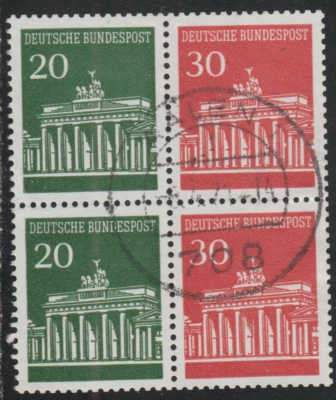 Germany 1966-68 SC# 953b. - Brandenburg Gate - Block of 4 stamps Used Lot # 172 - Image 1 of 2