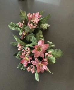 HOME INTERIORS PINK POINSETTIA MINI CANDLE RING - Picture 1 of 3