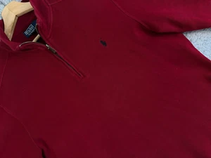 Polo Ralph Lauren Men’s Size L Knit Pullover Sweater 1/4 Zip Mock Neck Red - Picture 1 of 7