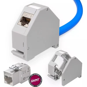 Keystone Modul Jacks Cat.8 6 6a 5e Halterung Hutschienenadapter für RJ45 LAN STP - Afbeelding 1 van 49