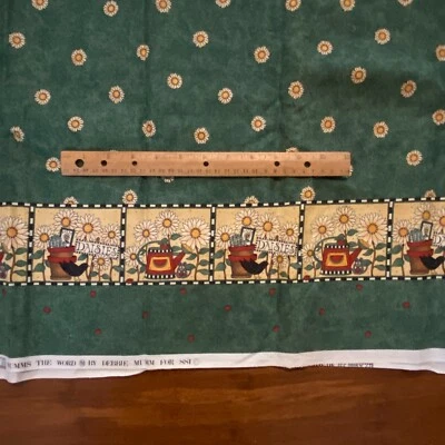 Tela de algodón acolchado verde de doble borde girasol vintage de 2 años Foto 1 de 4