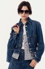 NEW Chanel 24P Blue Jeans Denim Jacket CC Logo Size 36