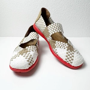 Aerosoles AerGo Skip Ahead Mary Jane Woven Comfort Flats Tan White Size 8.5 - Picture 1 of 11