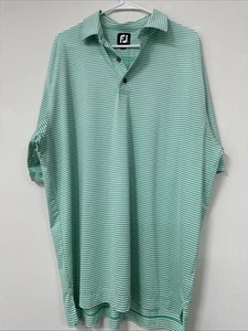 Footjoy Mens XL Green/Mint & White Striped Active Golf Short Sleeve Polo Shirt - Picture 1 of 6