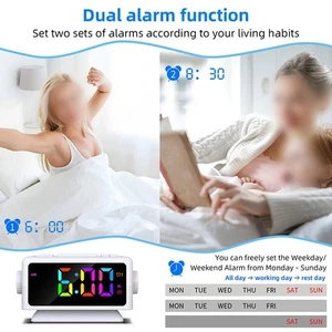 RGB Wecker mit großem Display Schlummeroption & automatischer Helligkeitsfunkti - Zdjęcie 1 z 15