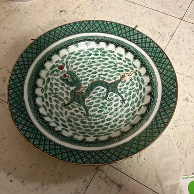 "Plato de porcelana de exportación china Verte con dragón 9""" Foto 1 de 4
