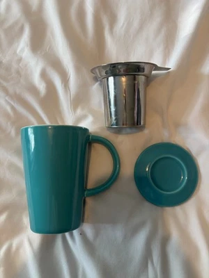 Whittard of Chelsea Blue Teacup Mug with Lid & Infuser Strainer Loose Leaf Tea - Image 1 of 4