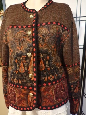 Geiger Austria Collection Wool Cardigan Sweater Paisley Jacket Size 36 / Small 6 - Image 1 of 4