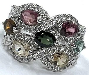 Designer VJL Sterling Silver 925 Multi Gemstone Size 8 Ring (1669) - Picture 1 of 10