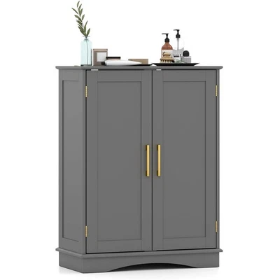 Floor Storage Cabinet Modern Storage Organizer w/Adjustable Shelves &2 Doors - Image 1 of 4