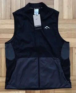 Size Medium Mens Nike Trail Aireez Running Hiking Packable Vest Black FN4004-010 - Picture 1 of 5