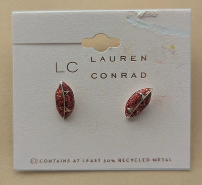 Pendientes LC Lauren Conrad - Piedra Roja con Superposición de Plata - Nuevos con etiqueta Foto 1 de 2