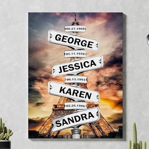 Street Signs with Names Vintage Wall Art Canvas for Family Decor Gift for Family - Picture 1 of 6