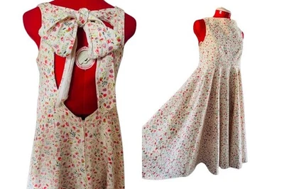 Vestido de Día Vintage Años 50 MCM Floral Acampanado Columpio Hecho a Mano Sin Espalda S Té Solero Foto 1 de 4