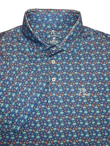 Rhoback Mens Size M The Snowbird Performance Golf Polo Shirt Flamingo Print - Picture 1 of 8
