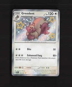 Tarjeta Pokémon Greedent 206/091 Paldean Fates Holo Brillante Rara Casi Nueva - Imagen 1 de 10