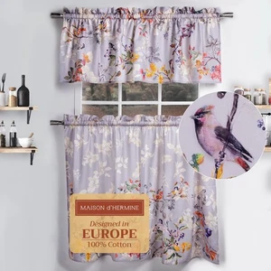 Kitchen Curtains Sets for Windows 100% Cotton Set of Kitchen Curtains Valance... - Picture 1 of 9