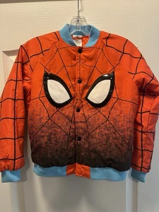 Disney Store Marvel Spider-Man Button-Up Varsity Jacket Coat kids Size 7/8 - Picture 1 of 4
