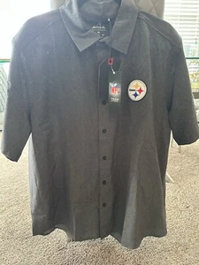 Antigua Pittsburgh Steelers Activate Woven Button Down Polo - Picture 1 of 5