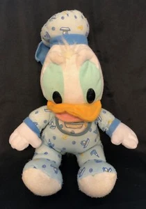 1993 Mattel Disney Lullaby BABY DONALD DUCK Plush Blue Pajamas Bib Vintage T6 - Picture 1 of 2