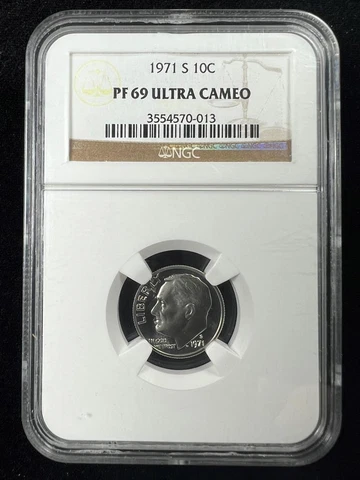 1971 S 10C Roosevelt Dime PF69 Ultra Cameo UCAM PR69 DCAM; Top Pop 152; SKU 3164 Cover