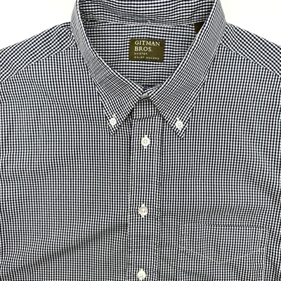 Gitman Bros Men's Short Sleeve Blue Check Large Button Down Pocket - Image 1 of 4