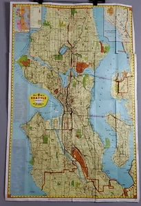 Vintage Kroll Map Of Seattle Area 1970s "The Emerald City" 24 x 21 - Picture 1 of 14