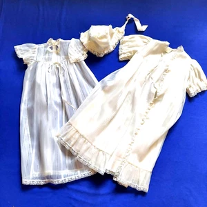Vtg Madonna Baby 3 Piece Christening Baptism Gown Robe Hat White Nylon USA - Picture 1 of 15
