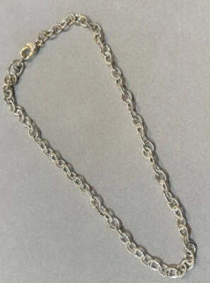 Collar de plata esterlina Judith Ripka cadena de eslabones de cable de 18" con bloqueo cardíaco Foto 1 de 4