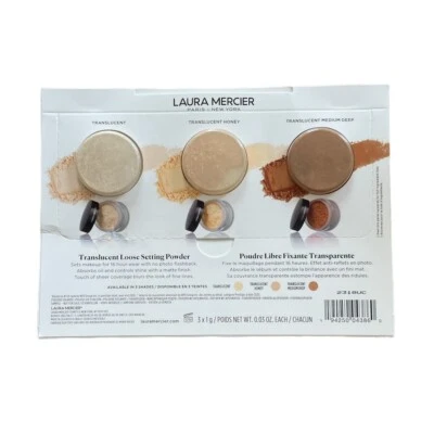 Laura Mercier Translucent Loose Setting Powder Samples on Card 3 Shades 3 x 1 g - Image 1 of 3