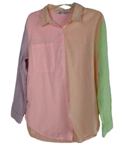 Colorblock Long Tunic Bathing Suit Cover Up Large English Factory Pastel Beach - Picture 1 of 10