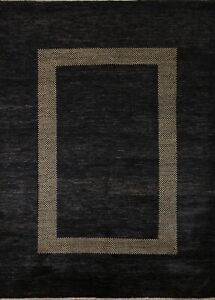 Bordered 7x8 Modern Gabbeh Oriental Area Rug Hand-knotted Wool Carpet