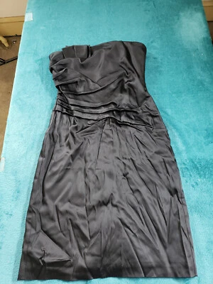White House Black Market Dress Sz 4 Womens Black Satin Strapless Stretch NWT - Image 1 of 4