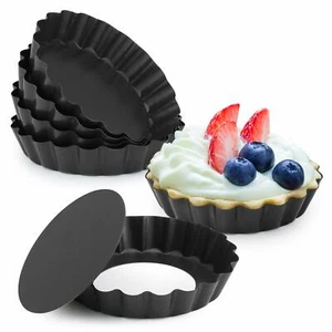  5 Inch Quiche Pans with Removable Bottom, Non-stick, Fluted Sides, 6 pack - Picture 1 of 8