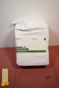 Room Essentials Easy Care Cotton Blend Sateen Sheet Set Queen White* - Picture 1 of 5